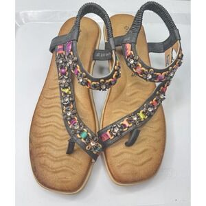 Patrizia Spring Step Beaded Thong‎ Sandals Stretch Back Sz EU 40 / US 9 Boho